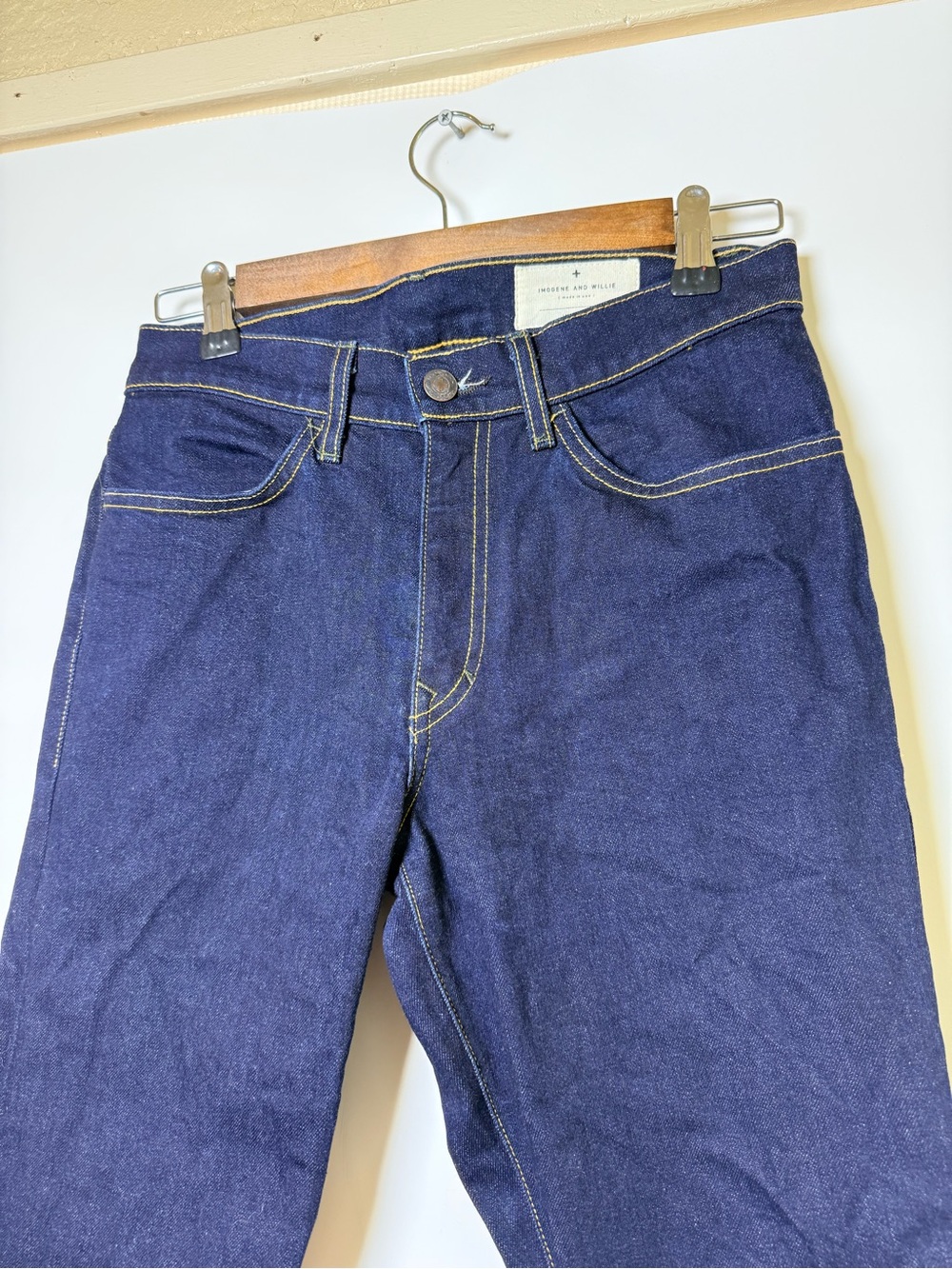 Imogene + Willie The Imogene Slim Straight Jeans Dark Indigo Stretch Denim Sz 27 - Picture 3 of 13